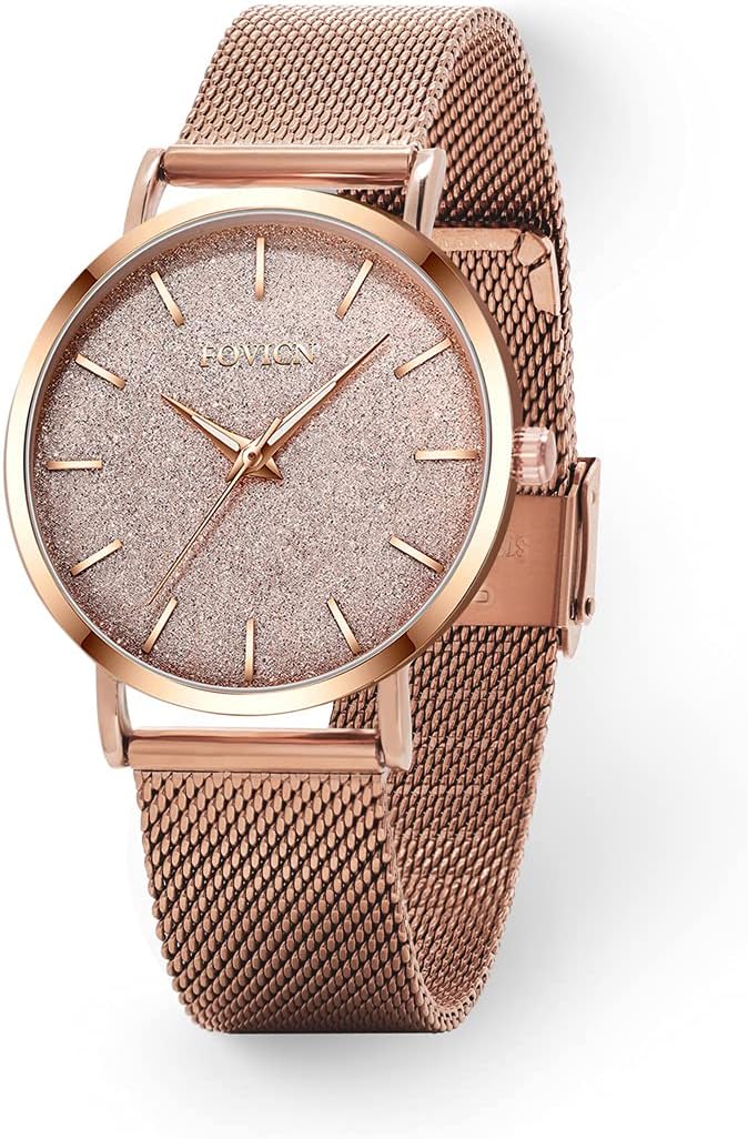 Fashion Womens Watches Ultra Thin Minimalist Waterproof Quartz Wrist Watch for Women with Ladies Dress Stainless Steel Mesh Band