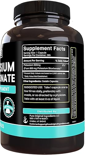 Miniatura 2 de Pure Original Ingredients Bicarbonato de potasio (365 cápsulas) sin rellenos de magnesio o arroz, siempre puro, verificado por laboratorio