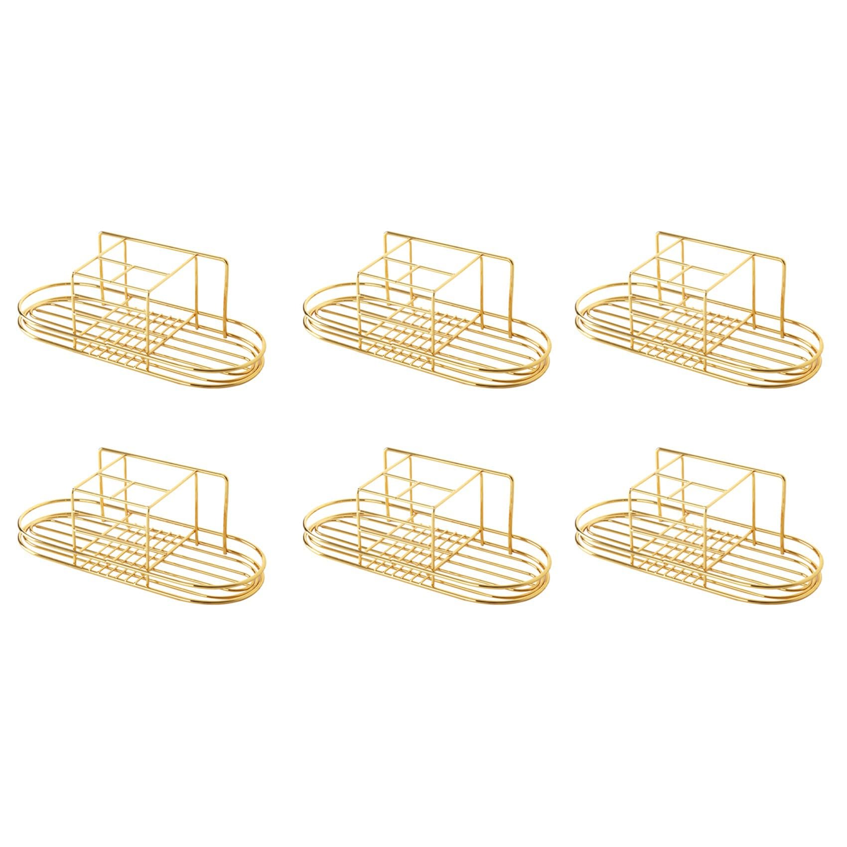 Hndhbfgrt 6X Wall Mounted Bathroom Razors Storage Rack Cosmetics Space Saving Stand Ventilated Iron Home Toothbrush Holder