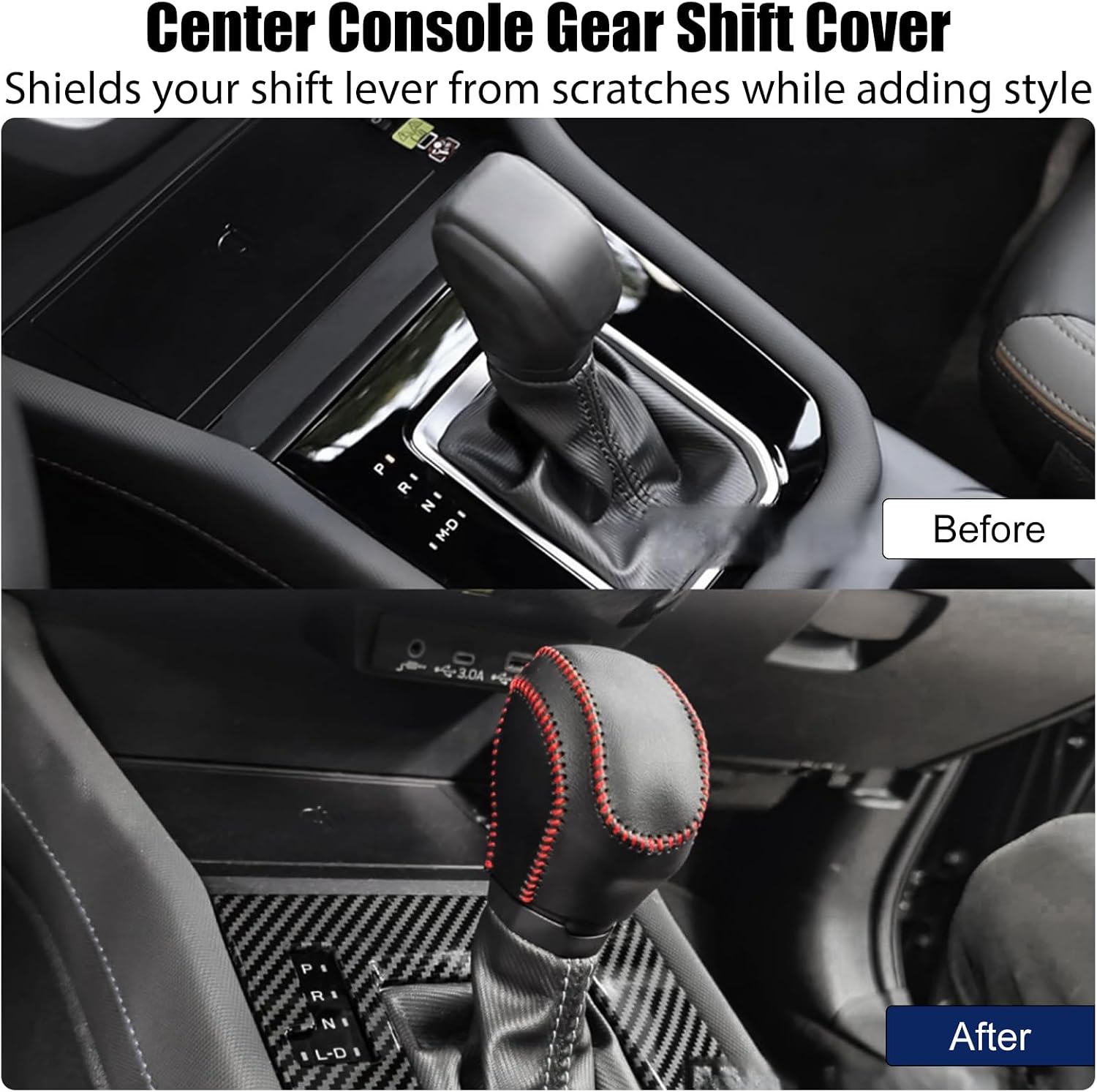 Upgraded 2-Piece Center Console Organizer Set for 2025 Subaru Forester Accessories | Anti-Slip Silicone Storage Tray with Side Pockets + Gear Shift Knob Cover Protector