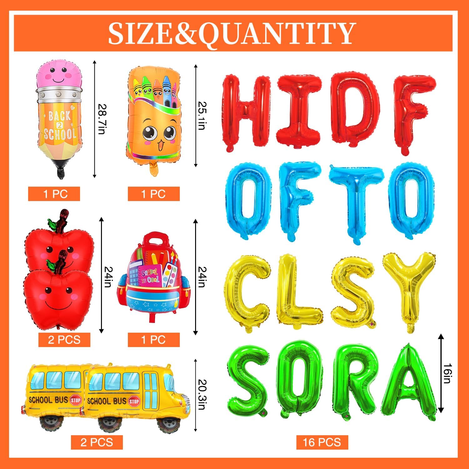 23Pcs First Day of School Decorations Balloons Pencil School Bus Balloons image 3