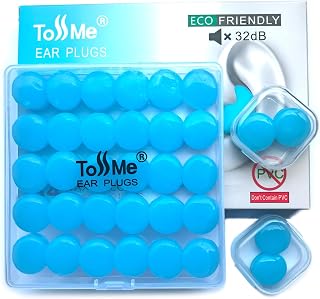 Wax Ear Plugs for Sleep - 34 Silicone Wax Earplugs for Swimming and Sleeping - Gel Ear Plugs for Noise Cancelling, Ear Protection - 32dB Noise Reduction earplugs (34-Pieces) Blue