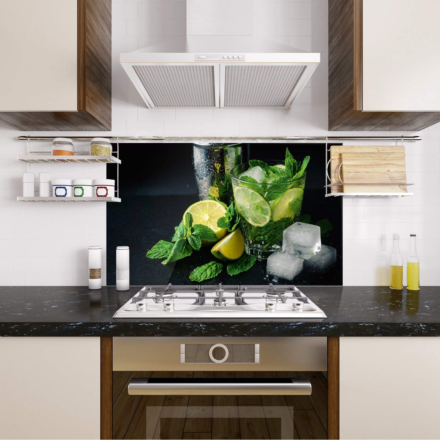 GRAZDesign Rückwand Küche Limetten - Küchen Spritzschutz Herd Caipirinha - Küchenrückwand Glas Cocktail / 80x50cm