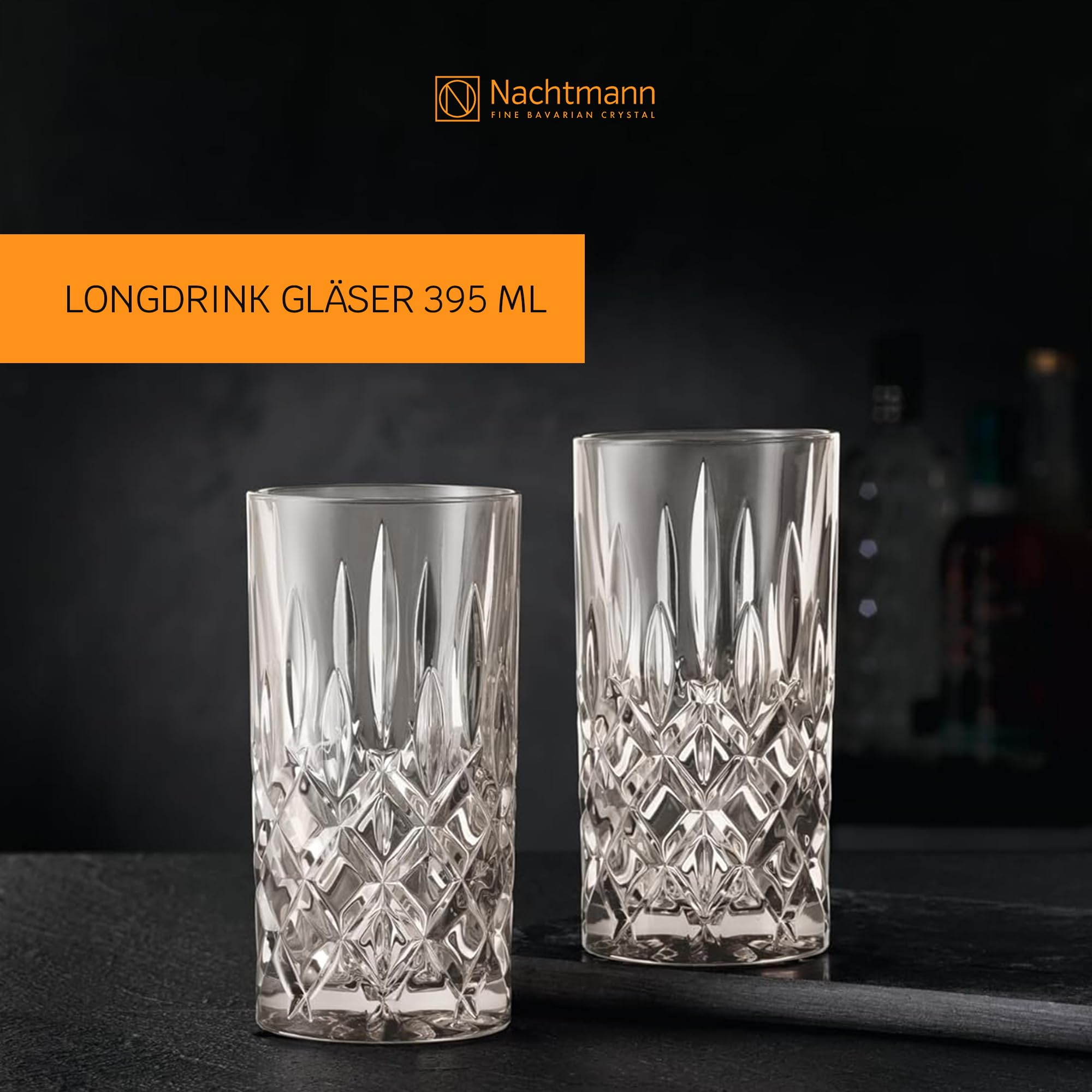 Nachtmann 2-częściowy zestaw szklanek do long drinków, brązowe szklanki koktajlowe, szkło kryształowe, 395 ml, szarobrązowe (taupe), Noblesse, 105713