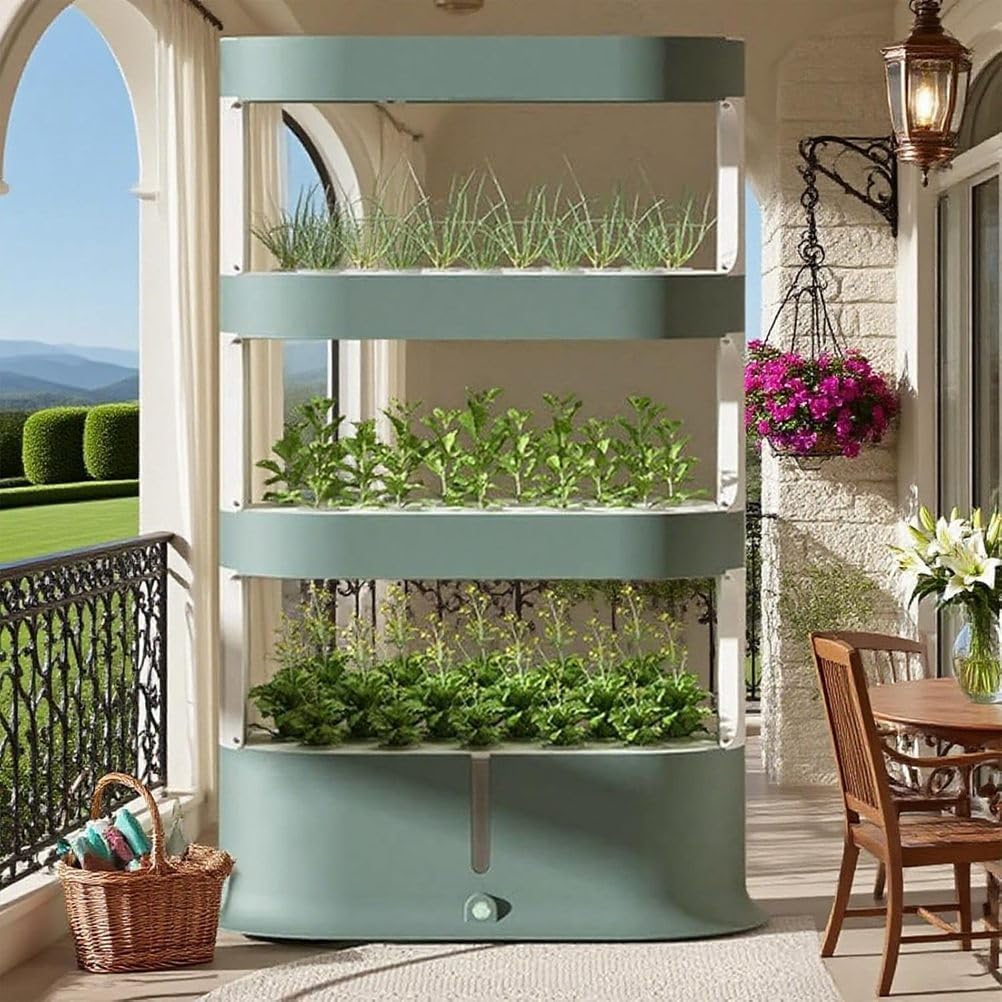 64-Hole Hydroponic Grow Tower System - Indoor Aeroponic Garden Kit with Remote Control & Grow Light for Efficient Plant Growth and Maximum Yield