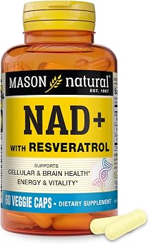 MASON NATURAL NAD+ with Resveratrol & Quercetin, 600 mg, 30 Day Supply