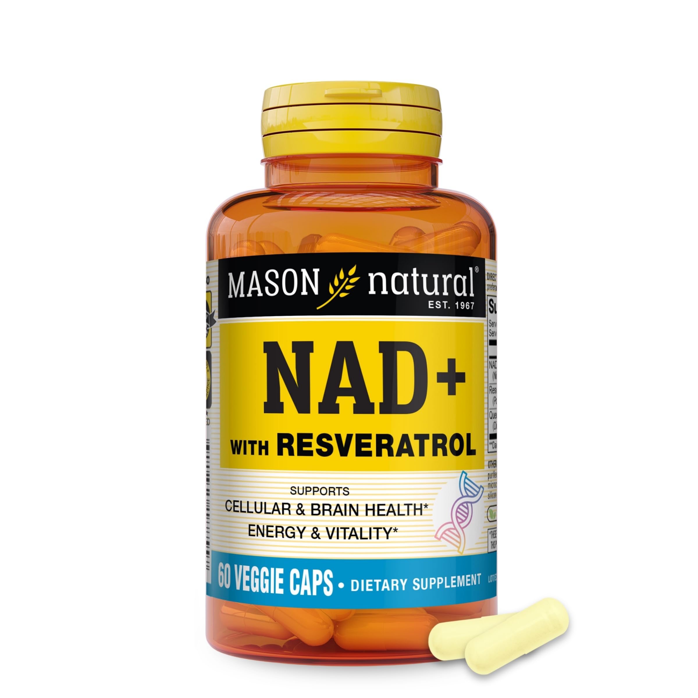 MASON NATURAL NAD+ with Resveratrol & Quercetin, 600 mg, 30 Day Supply