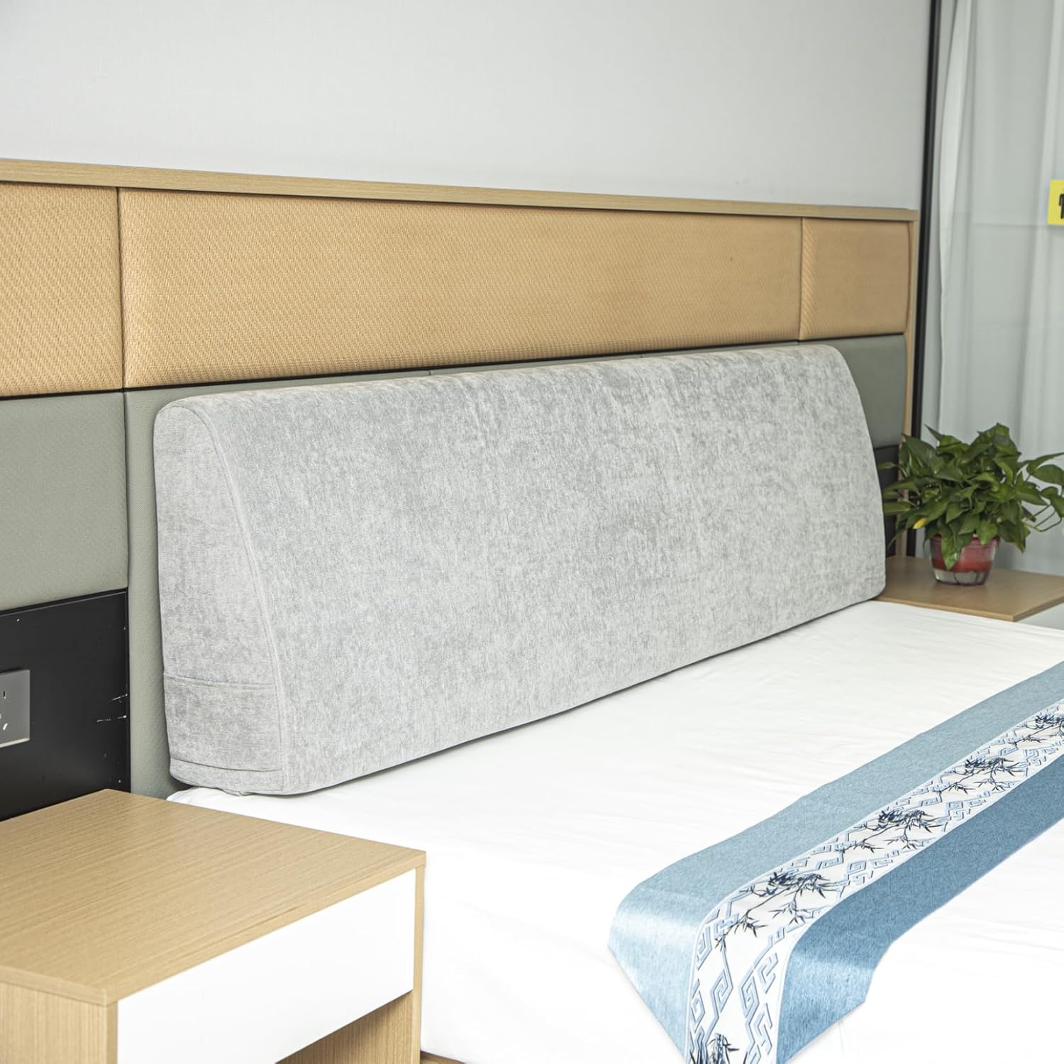 Headboard Wedge Pillow California King Headboard Pillow Memory Foam Reading Pillow Large Headboard Back Cushions for Bed Rest Light Gray