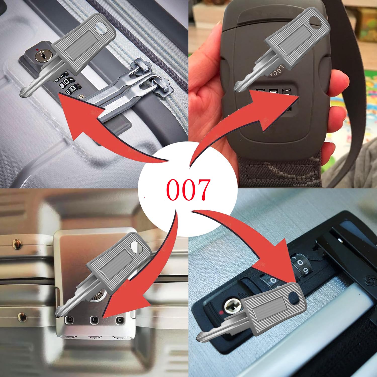 Juego de 6 llaves de equipaje aprobadas por seguridad de viaje 007 Master Key 002, candado recomendado por cerrajero, aprobado por la TSA, juego de llaves Suicase para equipaje