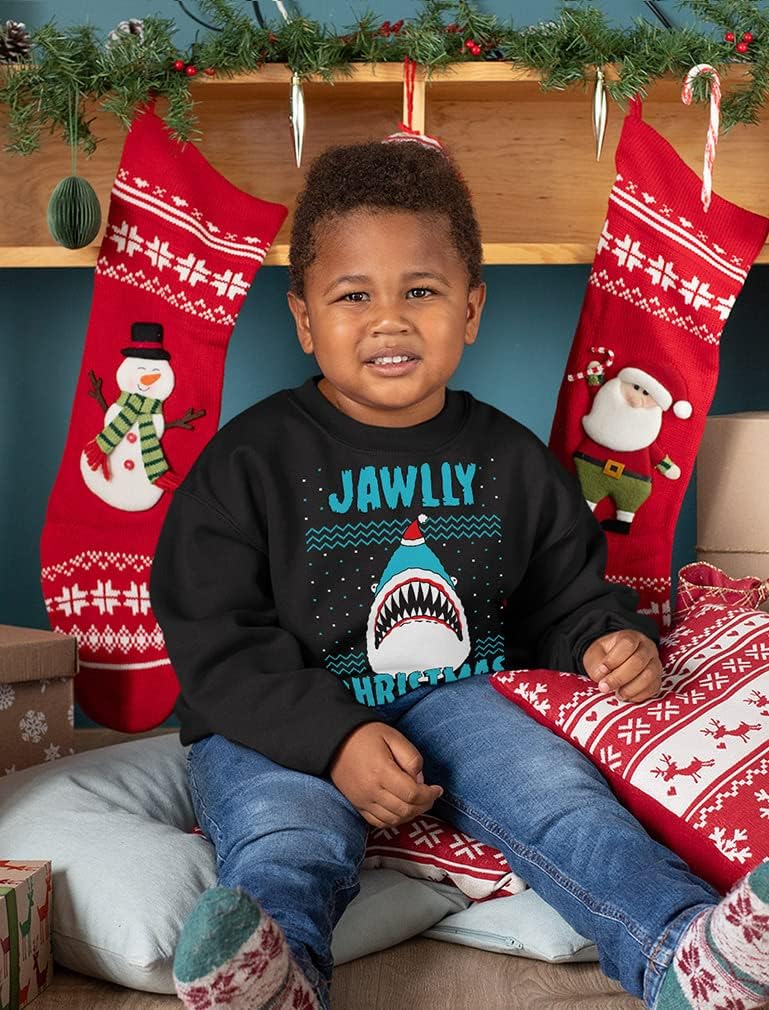 Tstars Jawlly Shark Sweatshirt Toddler Youth Kids Ugly Christmas Sweater Style
