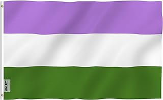 ANLEY Fly Breeze 3x5 Feet Genderqueer Flag - Vivid Color and UV Fade Resistant - Canvas Header and Double Stitched - LGBT Genderqueer Pride Flags Polyester with Brass Grommets 3 X 5 Ft