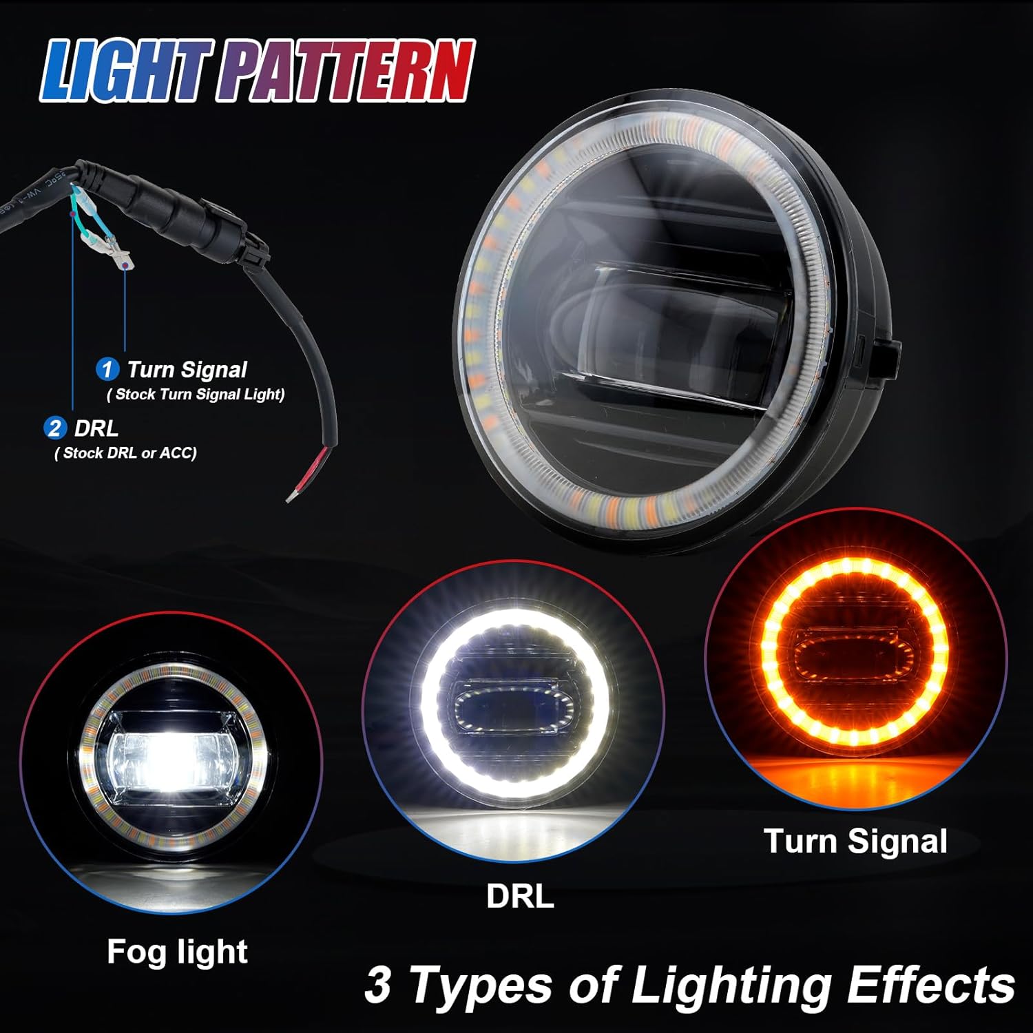 Upgraded LED Fog Lights Assembly Fit for Tacoma,Front Bumper Driving Fog Lamp Compatible with Toyota Tacoma 2005-2011,Solara 2004-2006,Tundra 2007-2013,Sequoia 2008-2015 with White DRL & Amber Signal