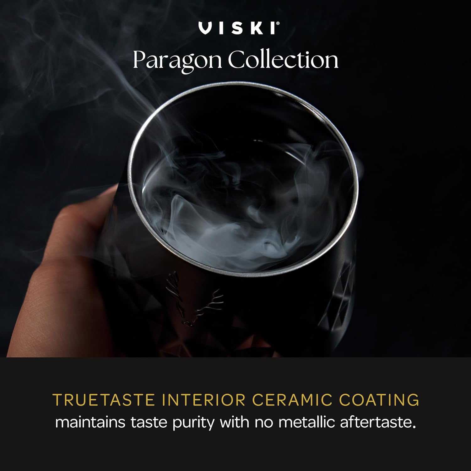 Viski Paragon Whiskey Taster Cocktail Tumbler, Ceramic Lined Insulated Rocks Tumbler Stainless Steel Rocks Glass Gold 8oz Set of 1 - Image 4