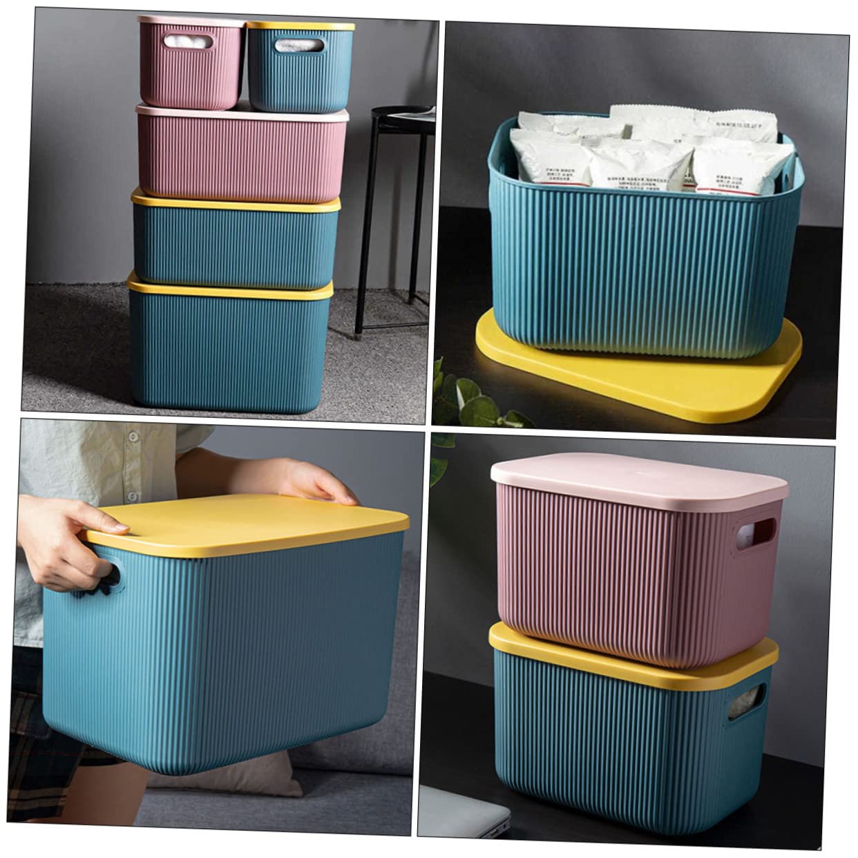 GALPADA Caja De Almacenamiento Multiusos Hogar Organizador De Ropa Contenedor Para Guardar Ropa Caja De Almacenaje Con Tapa Para Oficina o Dormitorio