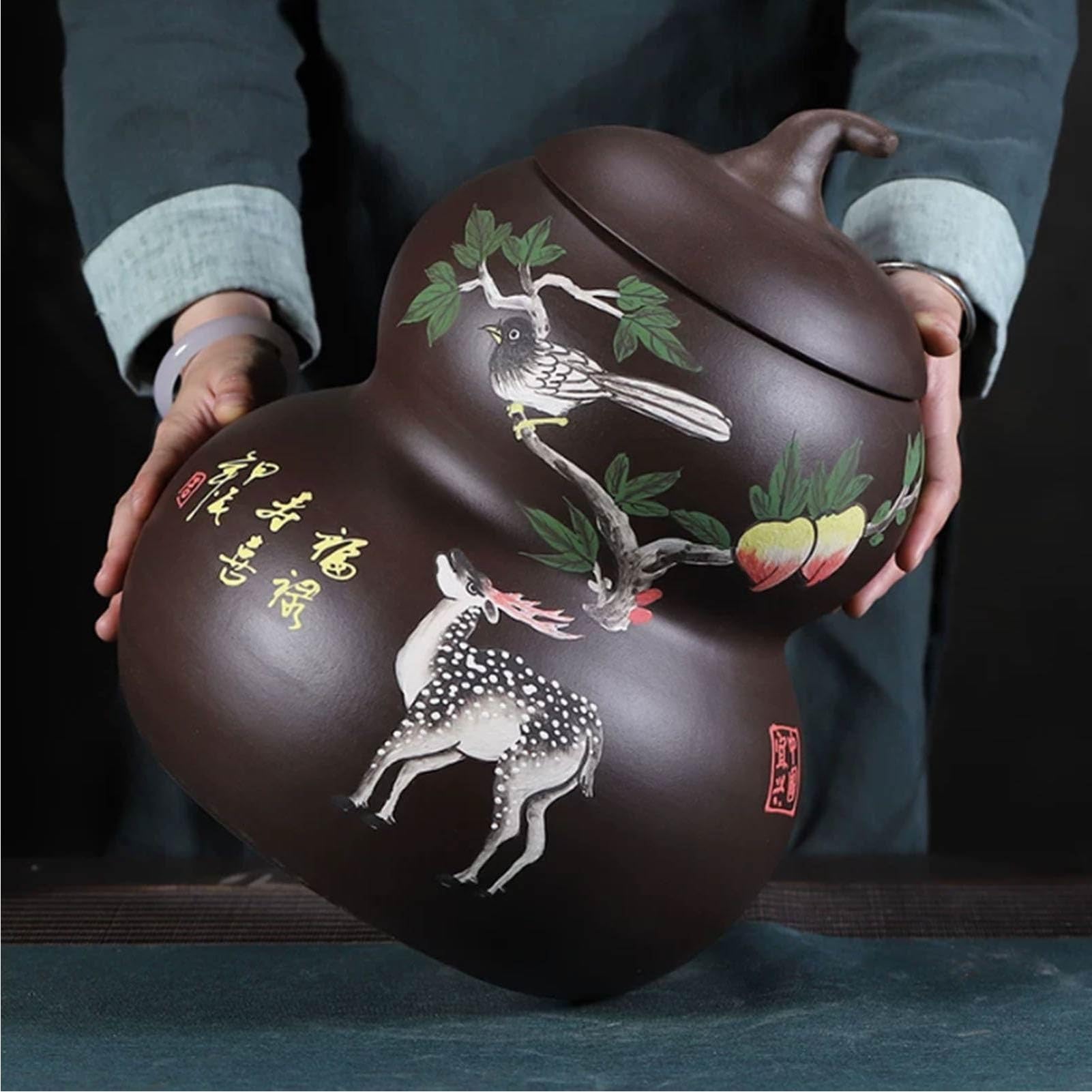 Ceramiczny dozownik wiadra na ryż, domowy pojemnik do przechowywania ryżu, zapieczętowany garnek kuchenny z pokrywką, dozownik zbóż, do mąki, cukru, kawy, herbaty (czerwony)
