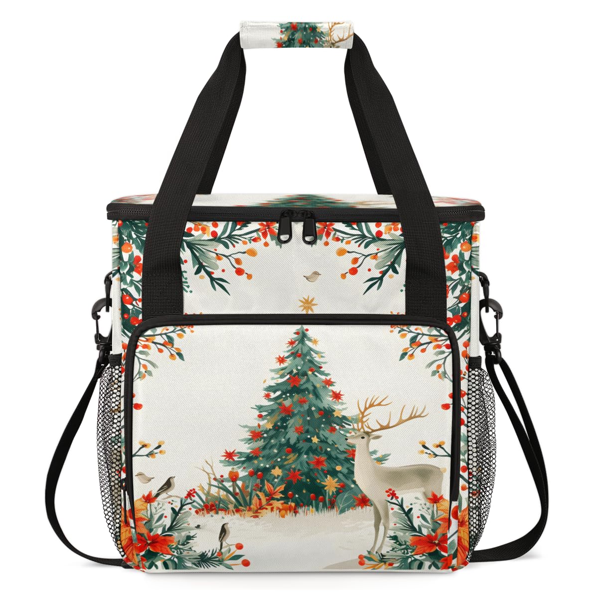 Abstract Tree Coffee Maker Carrying Bag, Christmas Tree Travel Storage Bag Compatible with K-Mini or K-Mini Plus, Single Serve Coffee Brewer Carrying Case with Multiple Pockets & Shoulder Strap