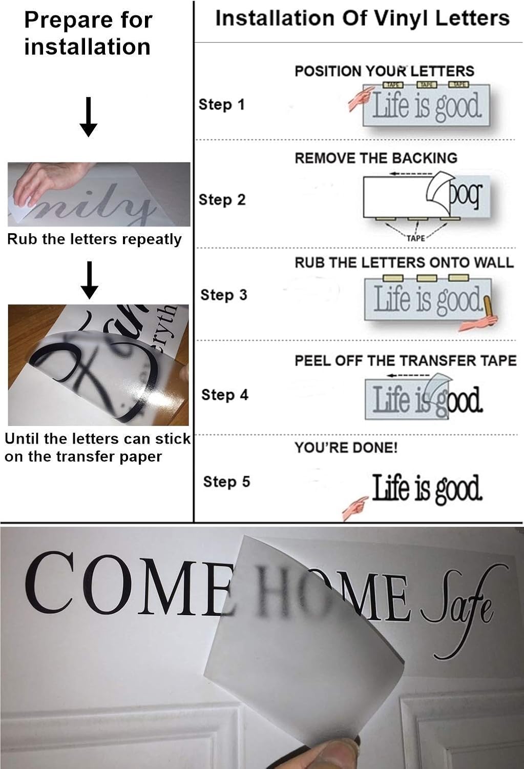 Enter & Exit Door Sign- UV Resistant, Waterproof, Durable, Peel & Stick Adhesive Label Decal Sticker Quote Vinyl Mural Art Script Lettering - Each Decal 7" x 3.5", White
