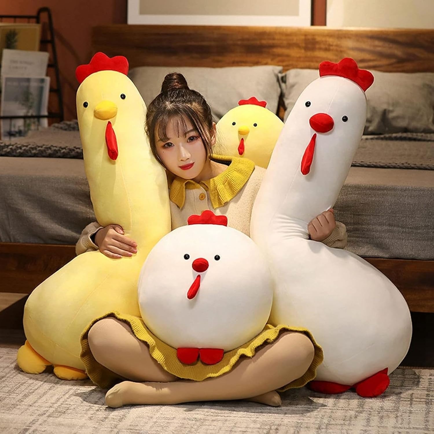 ぬいぐるみ 鶏 円筒 抱き枕 ぬいくるみ ひよこ 抱きまくら だきまくら 大きいサイズ 細長いクッション 40cm 大きい抱き枕 ふ