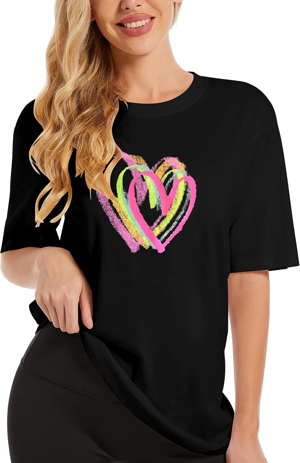 Women's Heart Graphic Tees 2025 Summer Tops Cute Cotton Casual Short Sleeve Crewneck T Shirts - Image 6