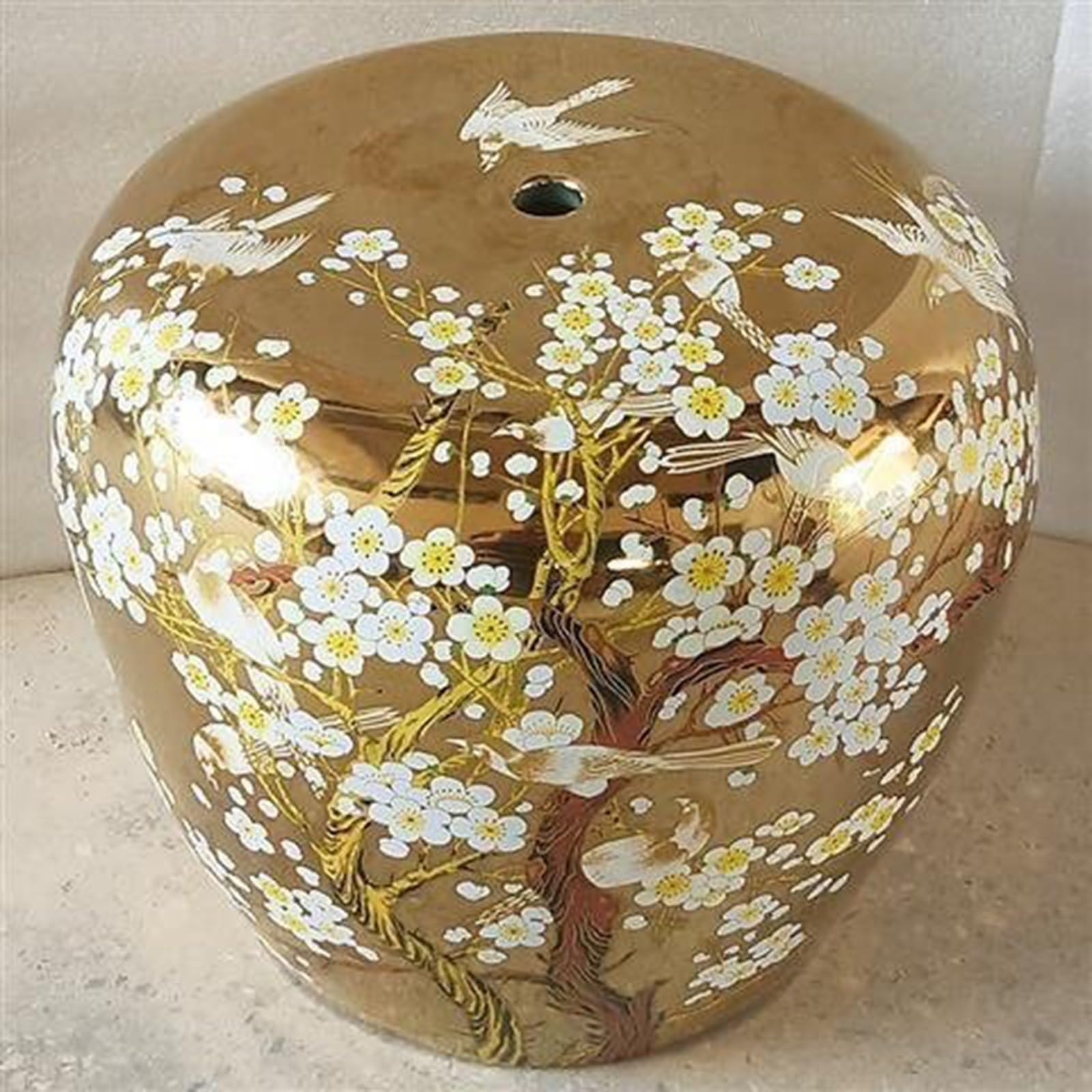 Tabouret de tambour chinois en céramique, bout de canapé ajouré idéal pour patio et terrasse