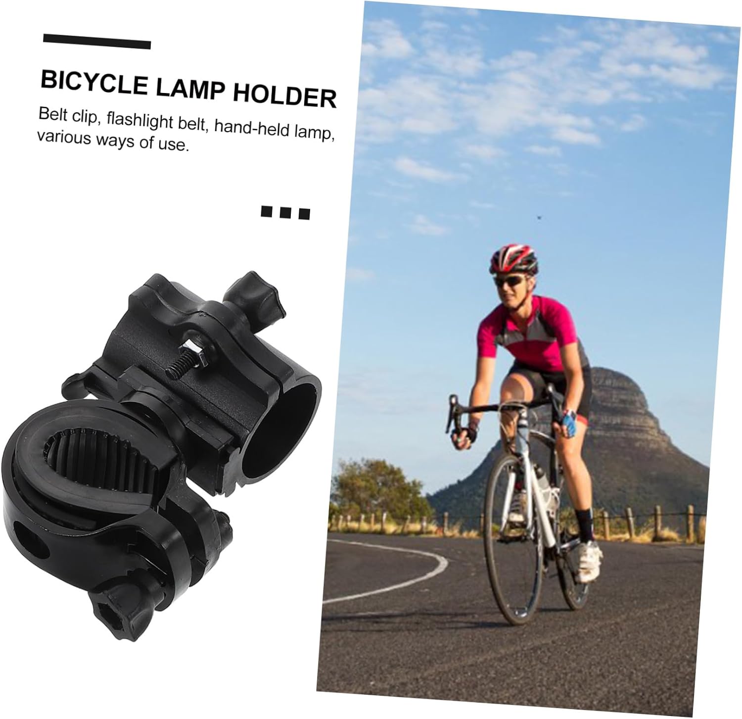 Totority 2pcs Rotating Bike Flashlight Clip Holder Mount for Led Flashlight Weatherproof and Shockproof Bicycle Accessory Lightweight and Portable Cycling Equipment