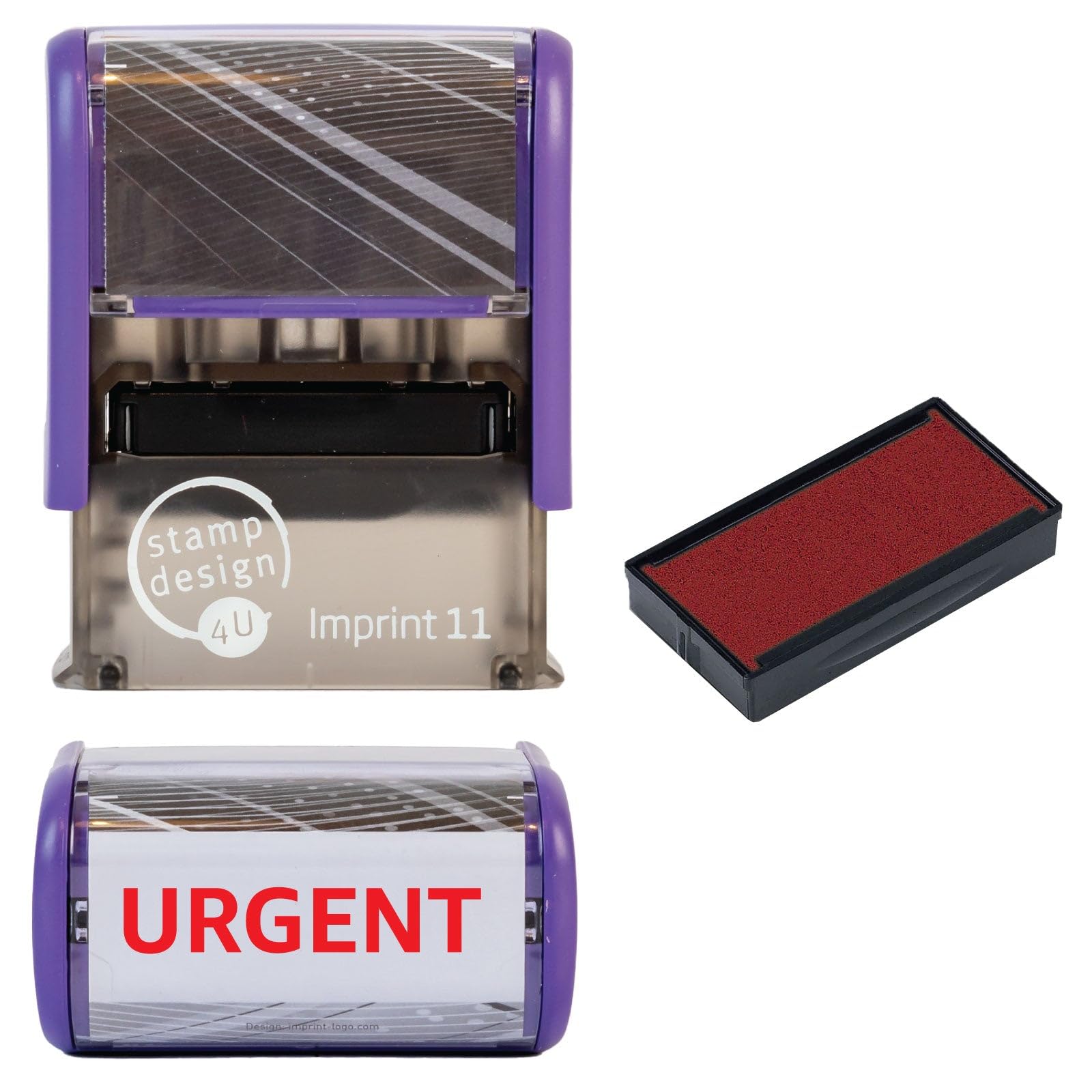 Urgent Self Inking Rubber Stamp for Stamping Your Urgent Documents - Red Urgent Stamp with 1 Extra Inkpad