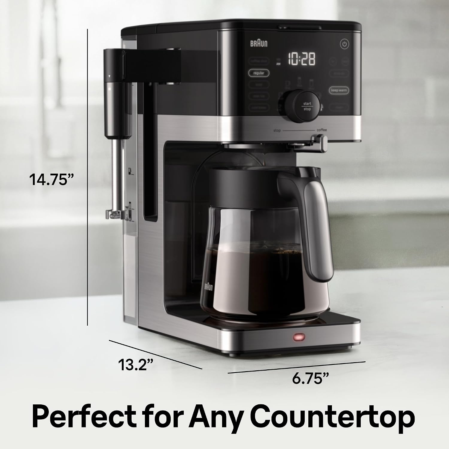 Braun OptiBrew Pro 12- Cup Pod Free Drip Coffee Maker