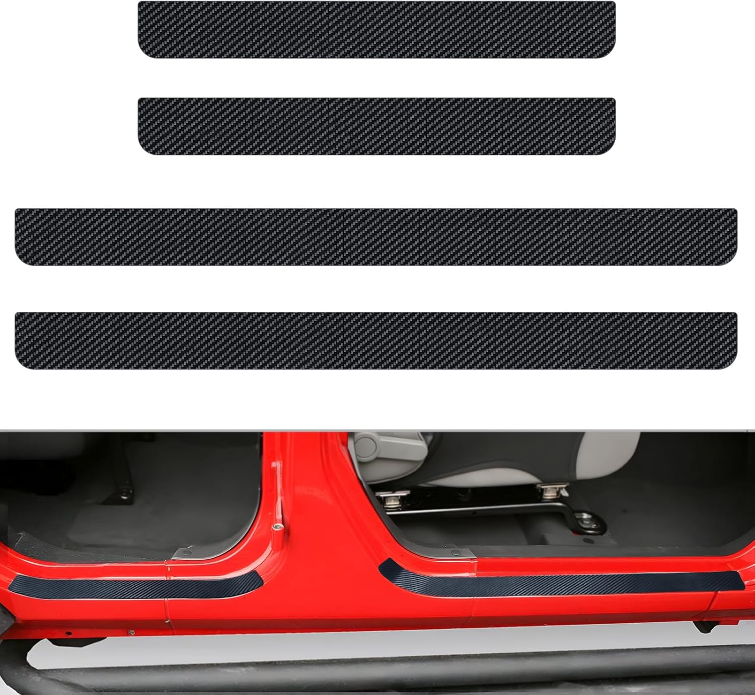 No Adhesive Magnetic Car Door Sill Protector, Anti-Scratch Carbon Fiber Door Entry Guard, Universal Door Threshold Protector Cover Fits for Most Cars(Carbon Fiber Black)