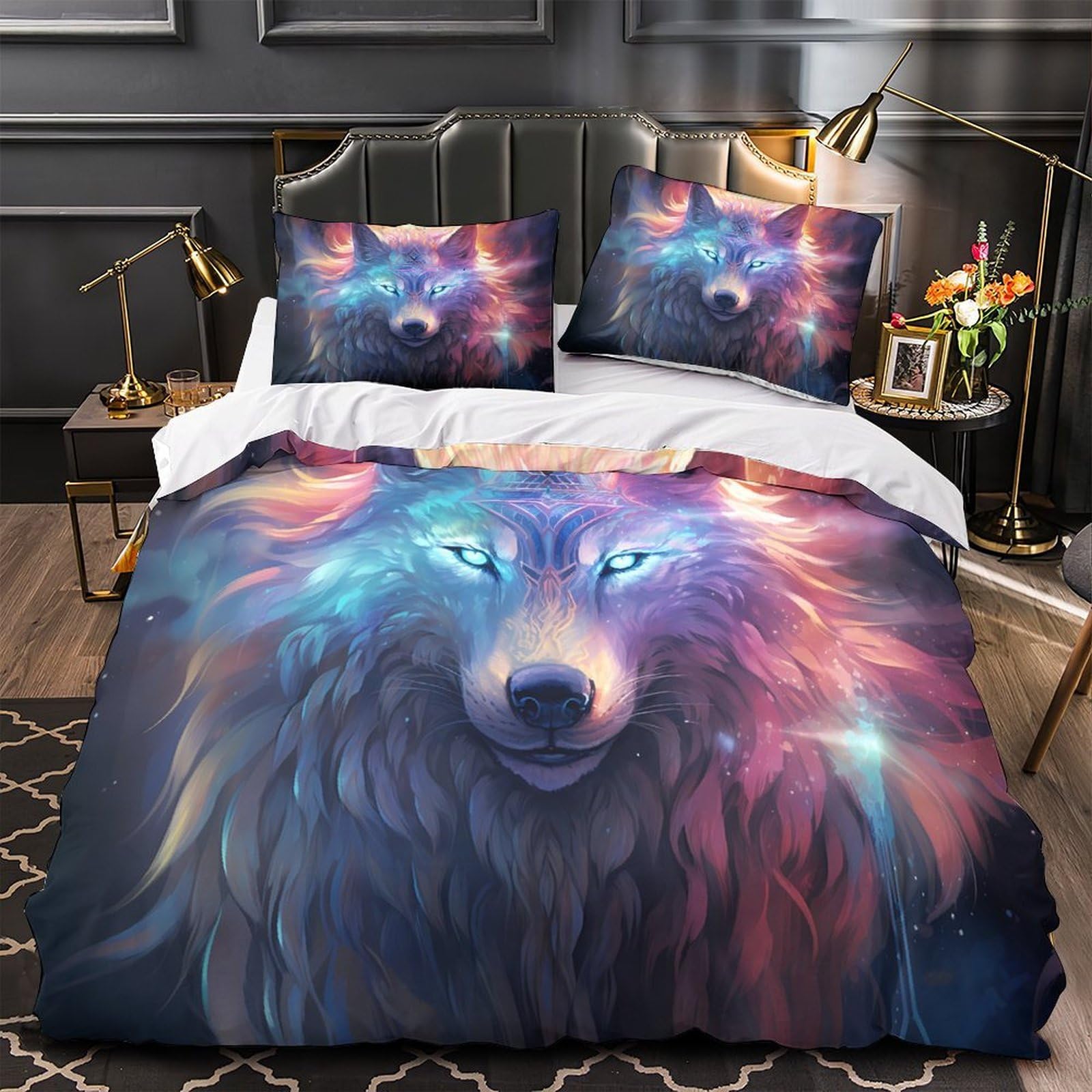 Housse de Couette Loup Mystique 140x200 : Le Cadeau d'Art Fantastique Idéal