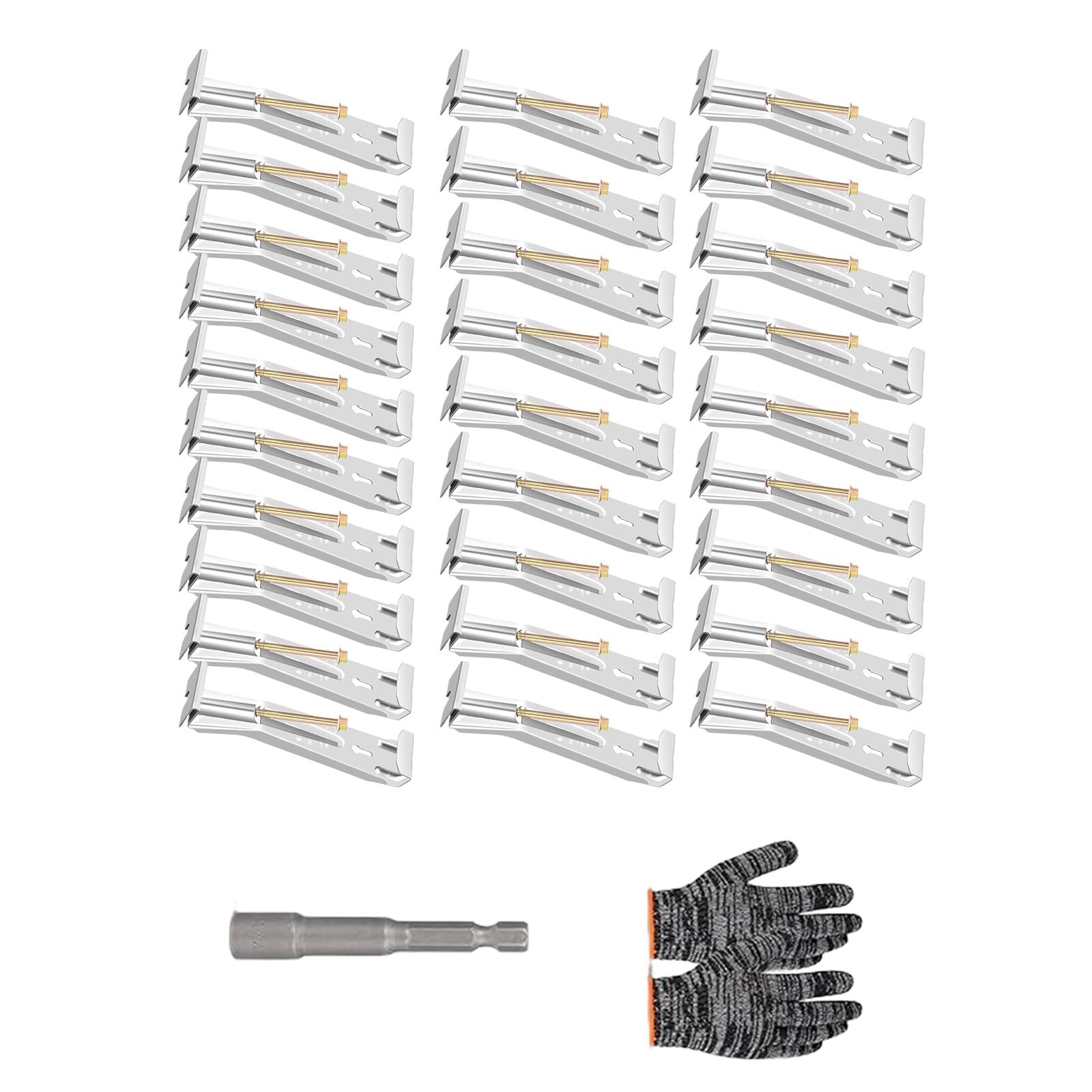 Kalttoy Multicolor 28Pcs Concealed Gutter Brackets Heavy Duty Rain Gutter Hangers With Screws And Clamps For Outdoor Daily Use Enduring Rain Brackets With Screws And Clamps