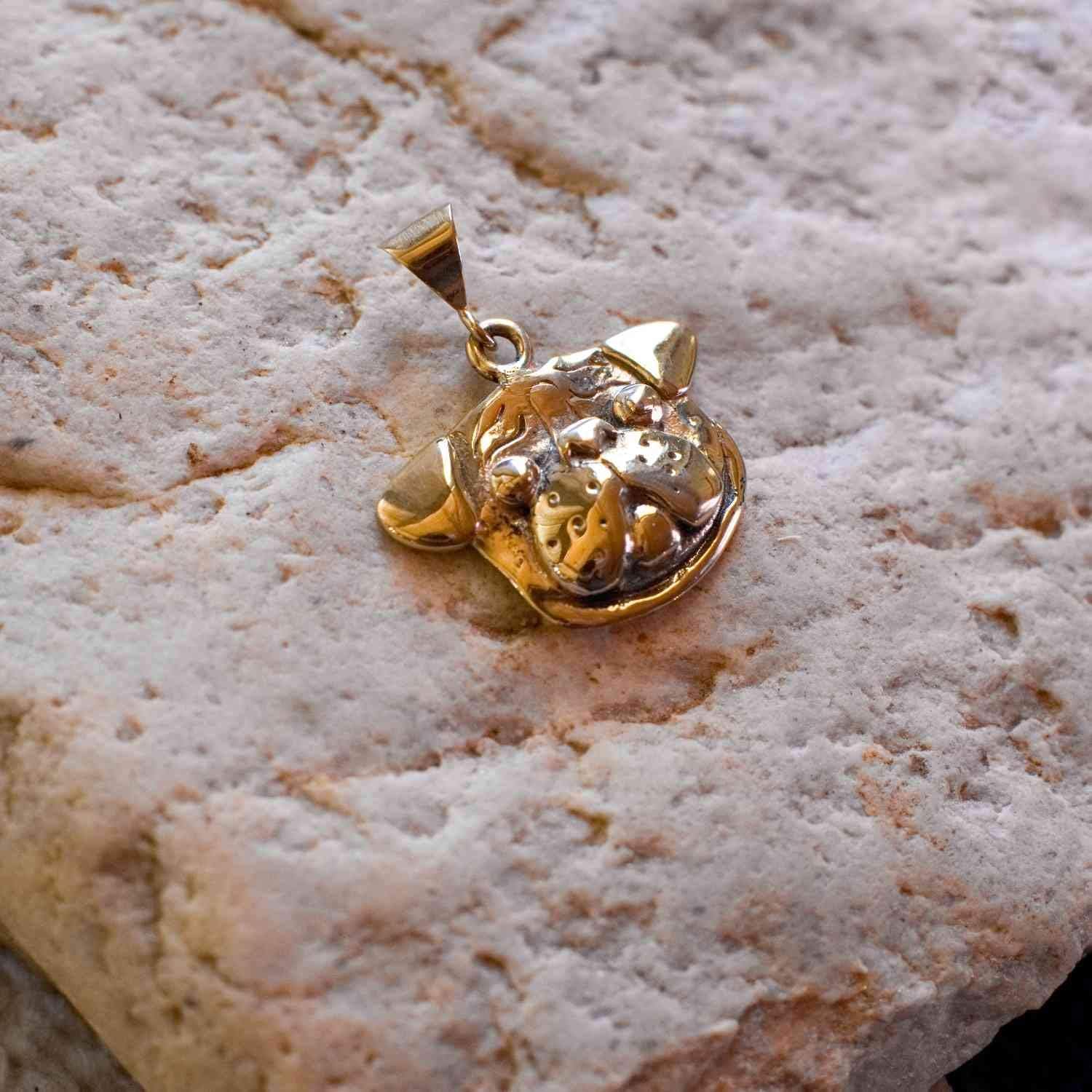 14k Gold Pug Head Pendant