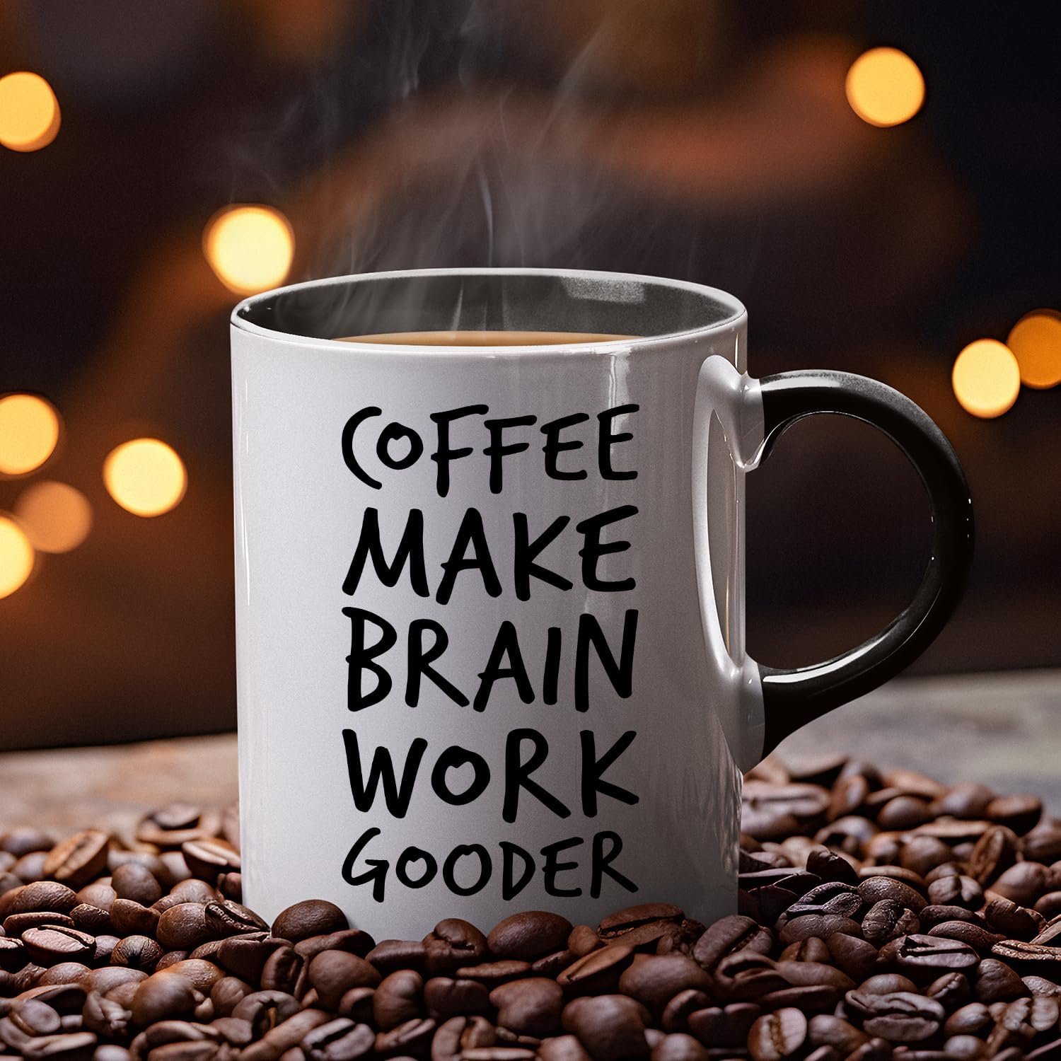 Veracco Coffee Make Brain Work Gooder Mug Funny Coffee Lover Gift Humorous Idea Family Friends Birthday Presents Sarcastic Office Berserk Tea Cup Caffeine Addict Brain Booster Gooder Vibes - Image 7