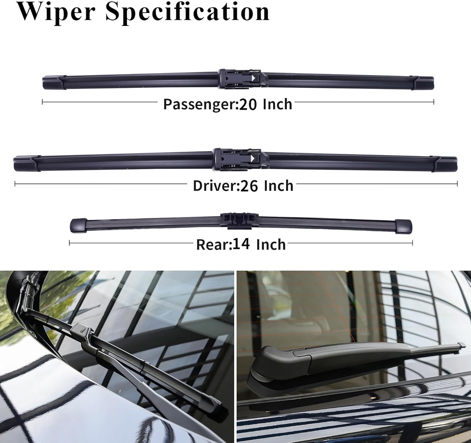 Wiper Blades for 2019 2020 2021 2022 2023 2024 2025 BMW X5 (All Models), 26" 20" 14" Front & Rear Complete Set, Premium All-Weather Windshield Wiper Replacement Kit