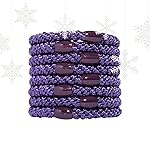 Purple Hair Ties for Thick Hair, Grab & Go Ponytail Holders, 8 Pack, Purple, Thick No-Crease Bands with Strong Hold, Damage-Free Design, Rich Bold Finish | L. Erickson