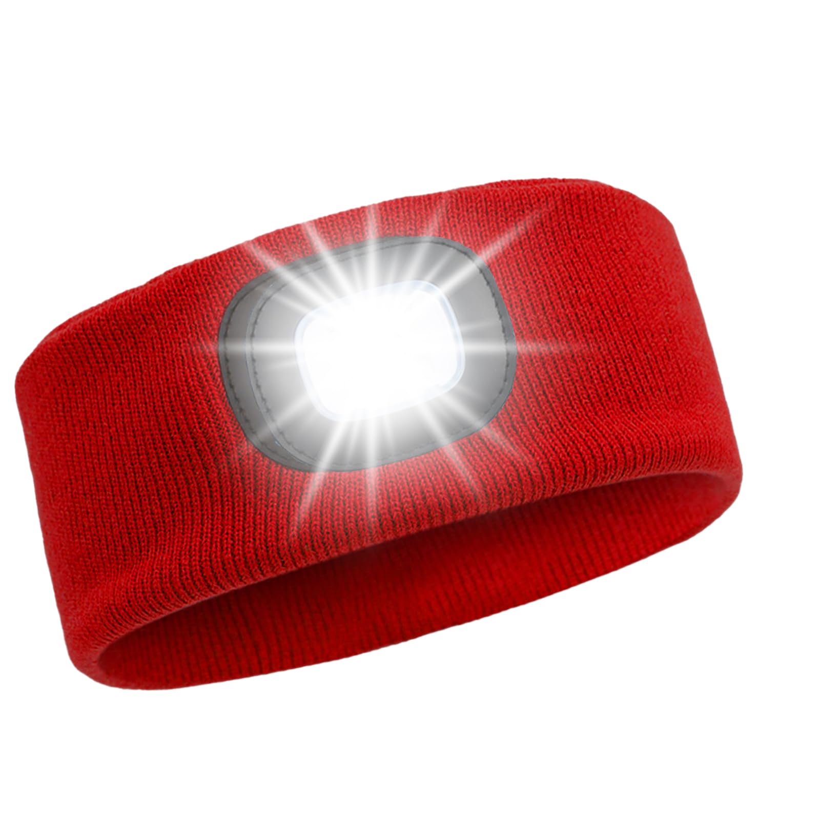 Xerteam LED Lighted Headband, USB Rechargeable Night Running Headlamp Running Lights for Runners with 4 LED, Head Torch Stretchy Waterproof, Hands Free Flashlight for Runners Dog Walking Hiking (Red) — image 1