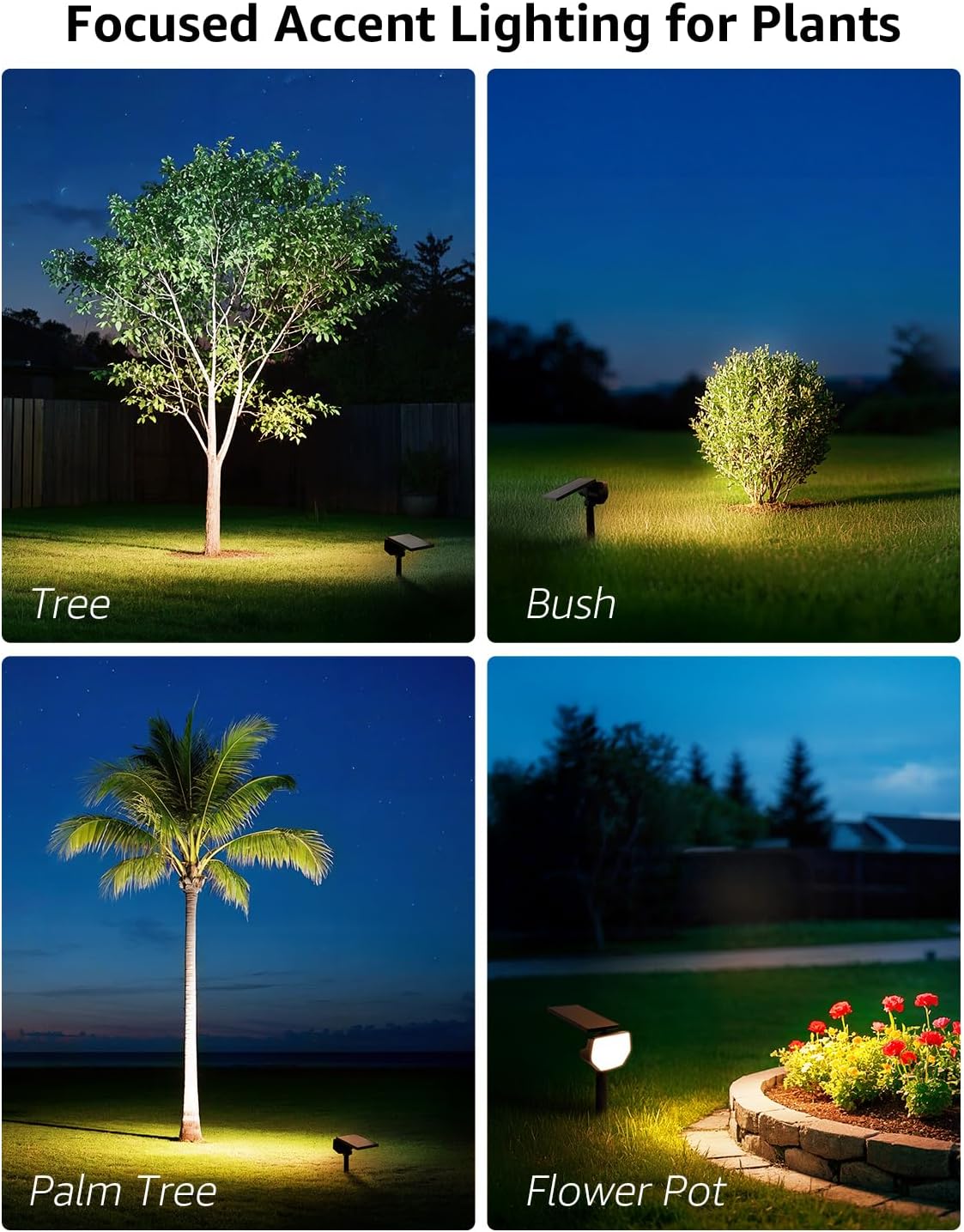 Lepro Solar Decorative Spot Lights 2 Pack, Warm White Accent Lights for Garden Ambiance, IP65 Waterproof Adjustable Landscape Lighting to Highlight Statues, Plants, Pathways & Yard Decor