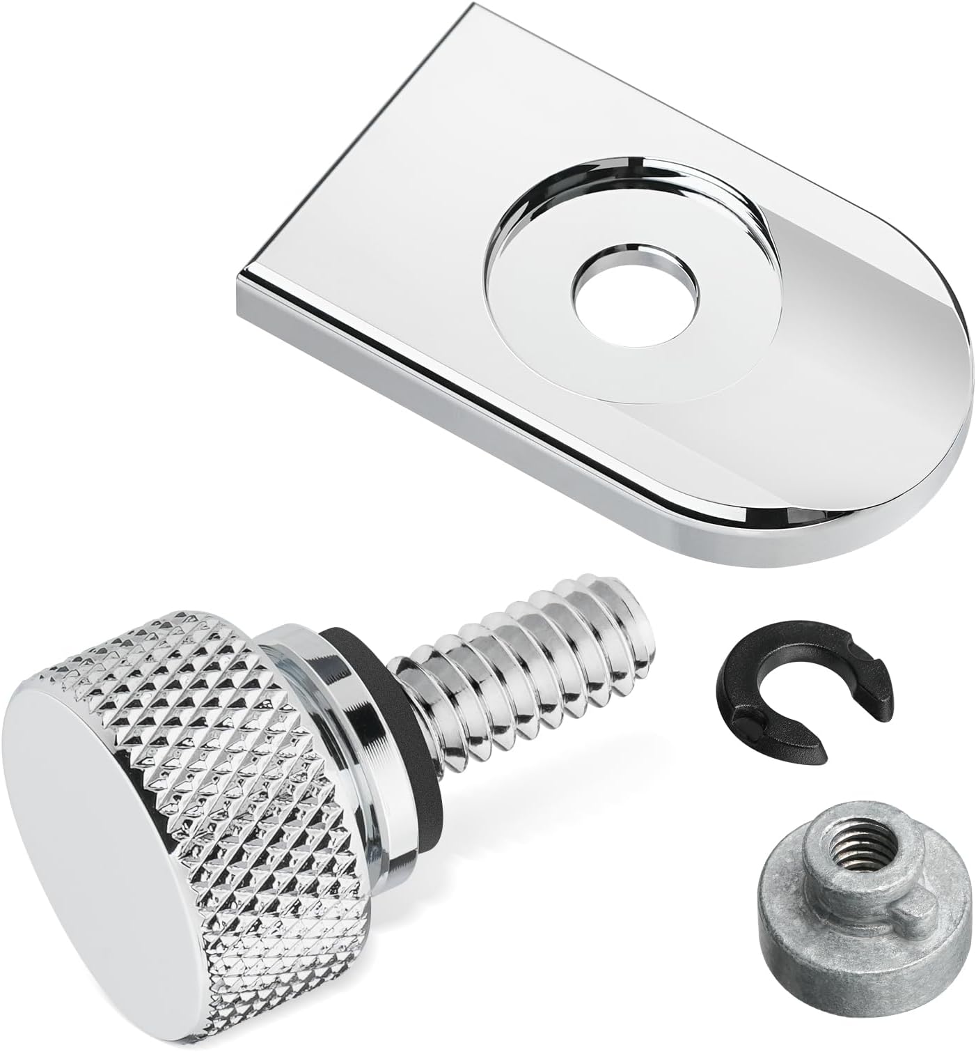 Amazicha Chrome Seat Bolt Nut Tab Screw Mount Knob Cover Compatible for Harley Davidson Touring Sportster Softail Dyna 1996-2022