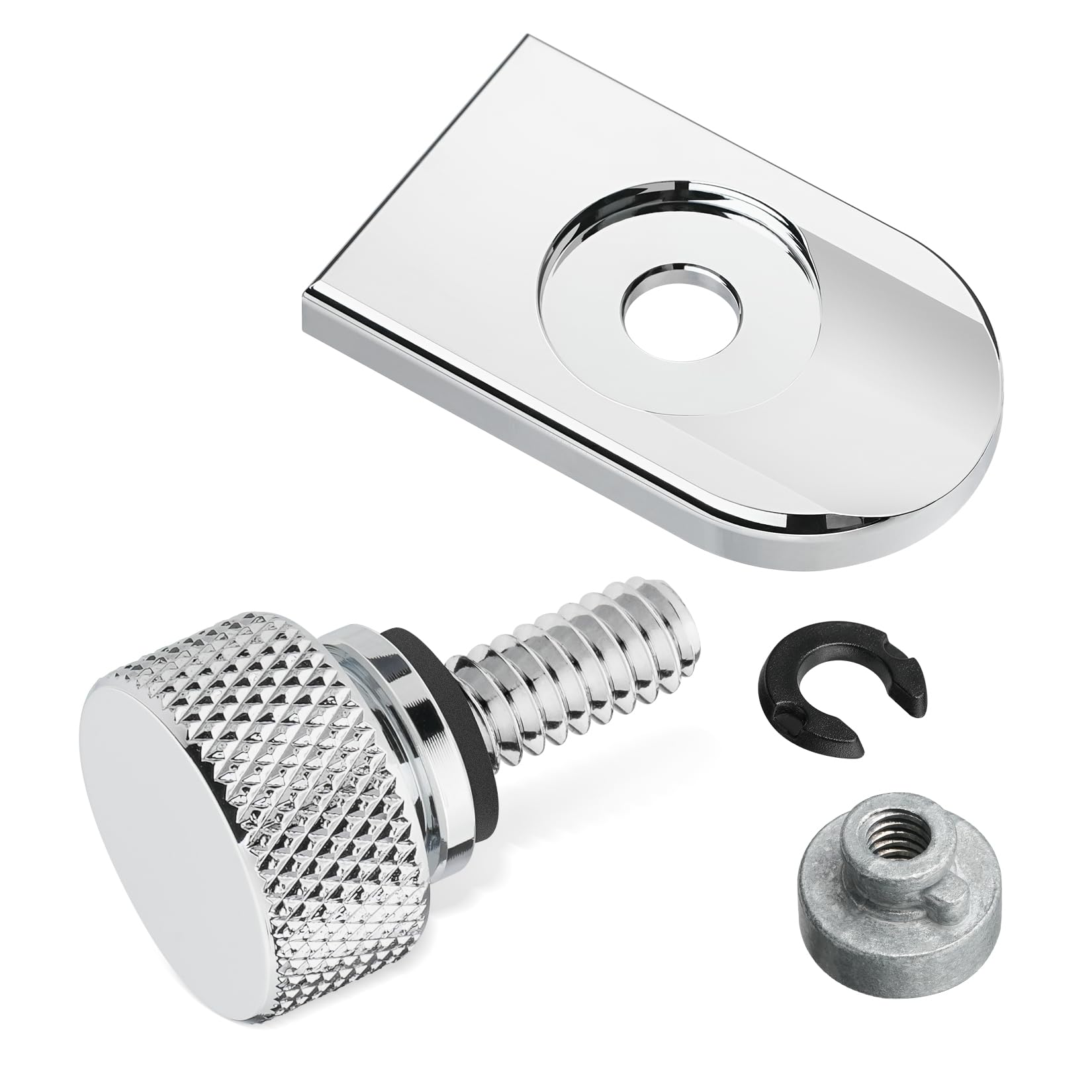 Amazicha Chrome Seat Bolt Nut Tab Screw Mount Knob Cover Compatible for Harley Davidson Touring Sportster Softail Dyna 1996-2022