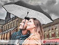 Vista 22 de SIEPASA Paraguas invertido invertido de 49/56 pulgadas, doble toldo extra grande, ventilado, resistente al viento, impermeable, paraguas de golf