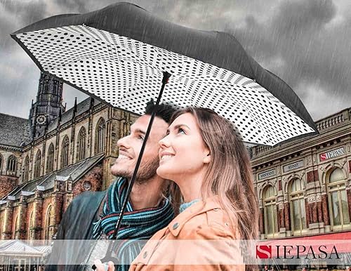 Vista 22 de SIEPASA Paraguas invertido invertido de 49/56 pulgadas, doble toldo extra grande, ventilado, resistente al viento, impermeable, paraguas de golf