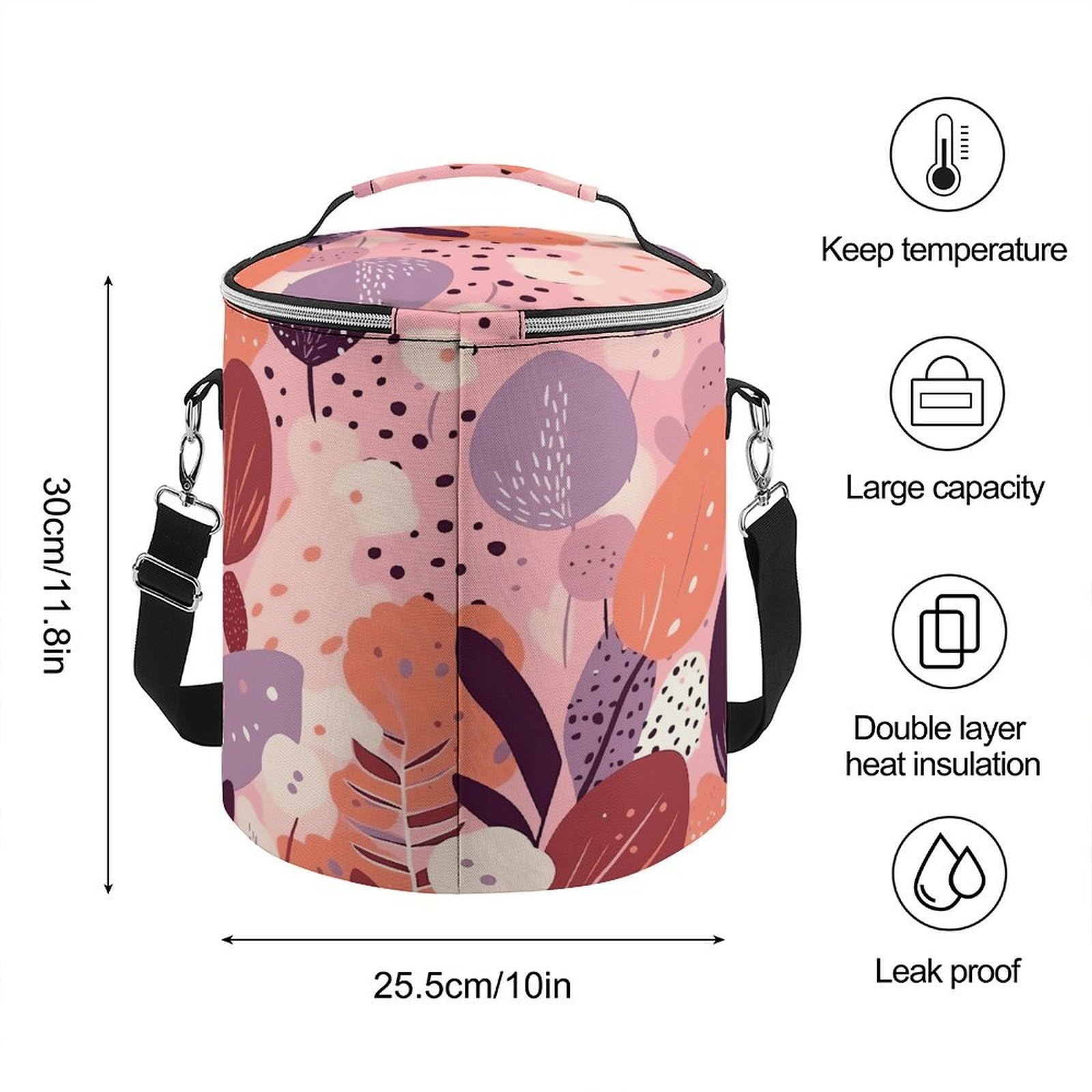 Bolsa térmica suave de flores redondas y coloridas, multibolsillo, bolsa de playa aislada a prueba de fugas, enfriador plegable para playa, viajes, trabajo