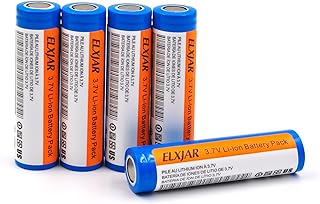 (5-Pack) 3.7V 1600mAh 16650 Li-ion Rechargeable Battery Flat Top Replacement for 2 x CR123 Flashlights, Cameras, Security Devices