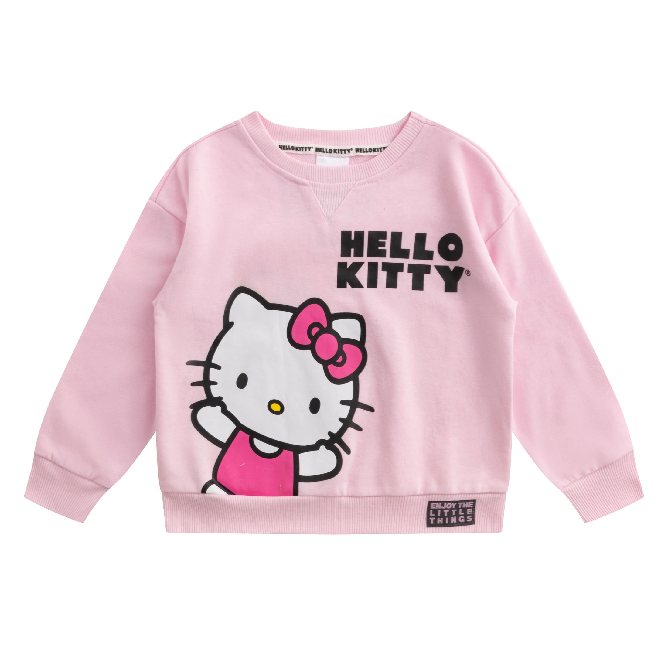 Hello Kitty Sanrio - Conjunto de 2 piezas de sudadera de rizo francés y falda pantalón para niñas grandes