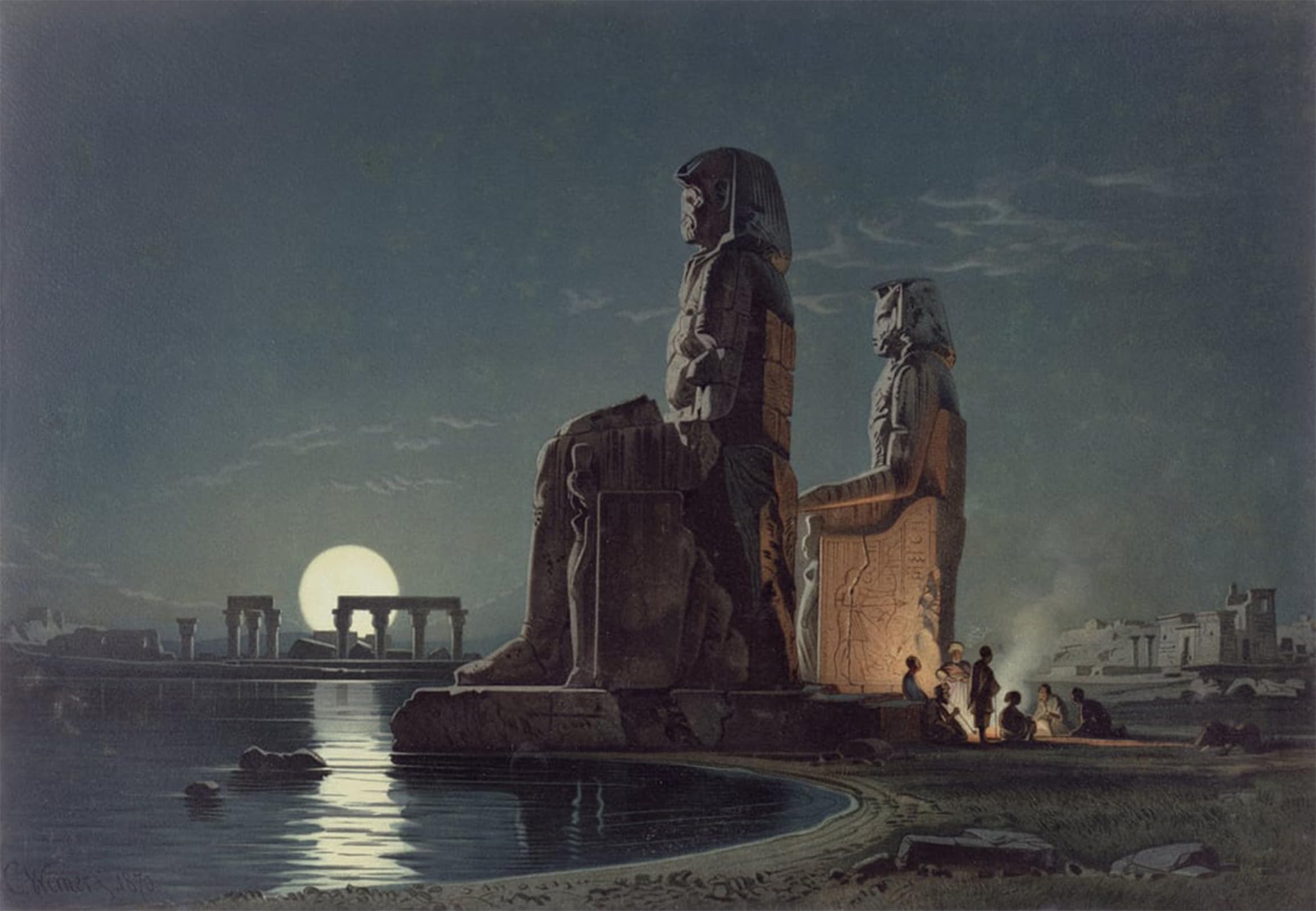 Lienzo de los Colosos de Memnón de Carl Friedrich pintura para oficina 60x90cm 5