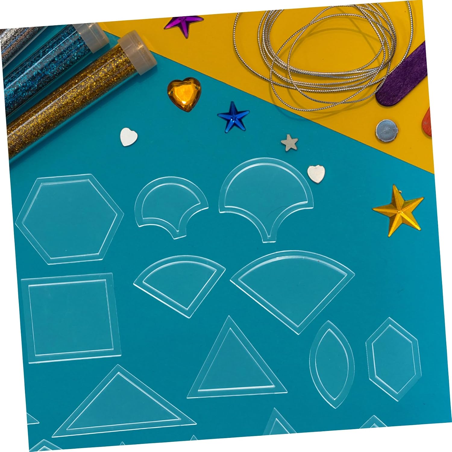 LALAFINA 108pcs Acrylic Patchwork Templates Set Transparent Quilting Stencils for Sewing DIY Craft Tools Lightweight Portable Non-Slip Quilt Marking Rulers for Precise Alignment