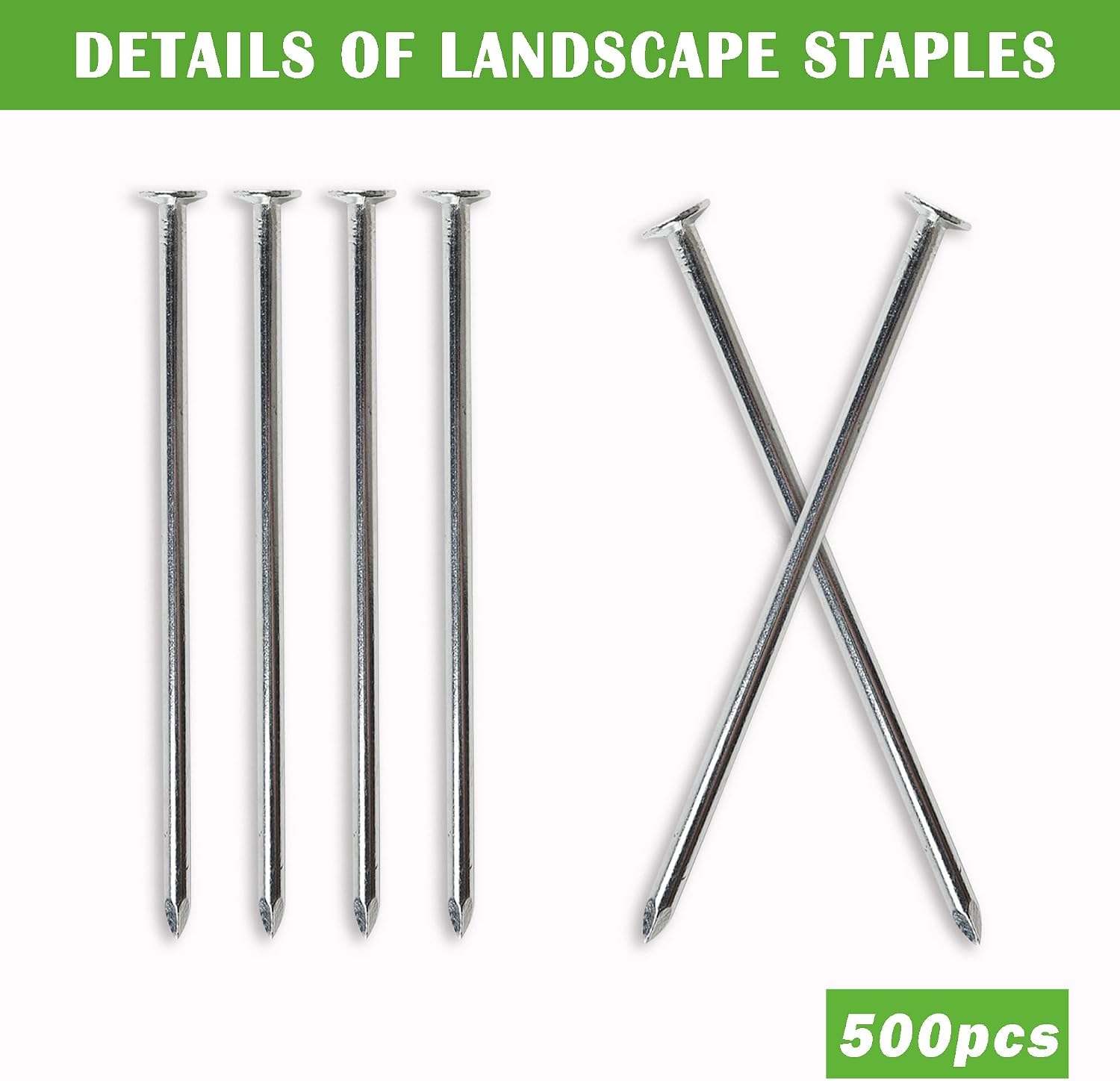SUNTURF 500 Pack 5 Inch Plastic Edging Nails Artificial Turf Stakes Galvanized Metal Spiral Landscape Spikes for Fake Landscaping Grass, Paver Edging, Weed Barrier, Artificial Turf