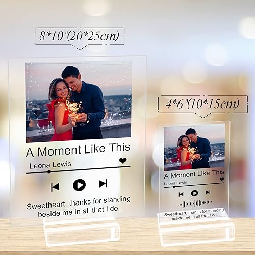 Miniatura 5 de Cubierta de álbum de acrílico personalizada con canción acrílica personalizada con regalos de fotos, placa de música personalizada de vidrio para