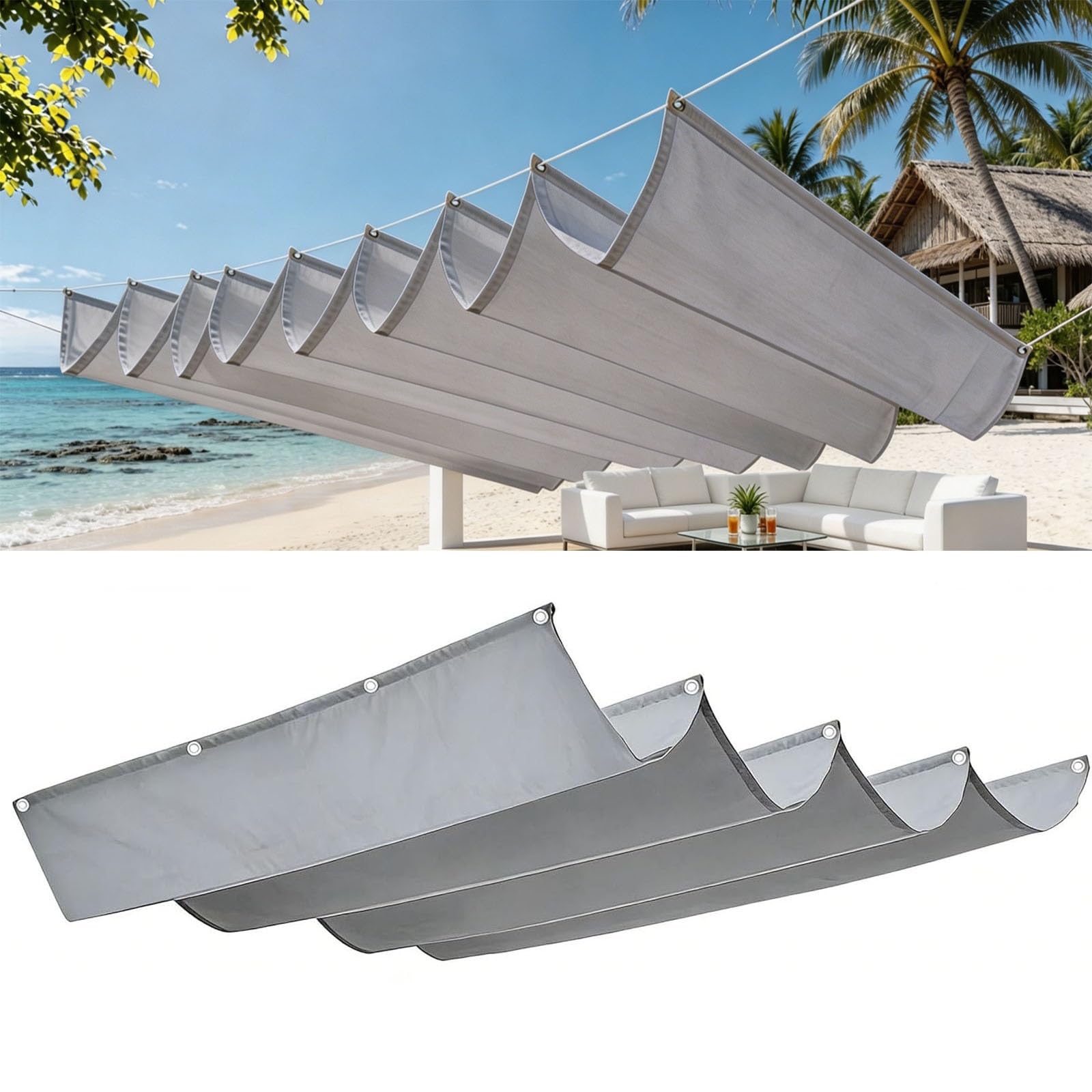 Toldo vela retráctil lona sombra exterior 1.1 x 1.7 m protección UV