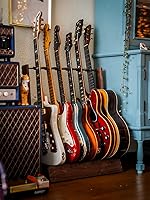 Vista 4 de String Swing Multiple Guitar Floor Stand and Case Rack For Acoustic and Electric Guitars– Hand Welded Steel and Hardwood Made in the USA – Walnut