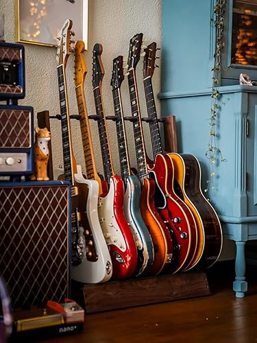 Miniatura 4 de String Swing Multiple Guitar Floor Stand and Case Rack For Acoustic and Electric Guitars– Hand Welded Steel and Hardwood Made in the USA – Walnut –